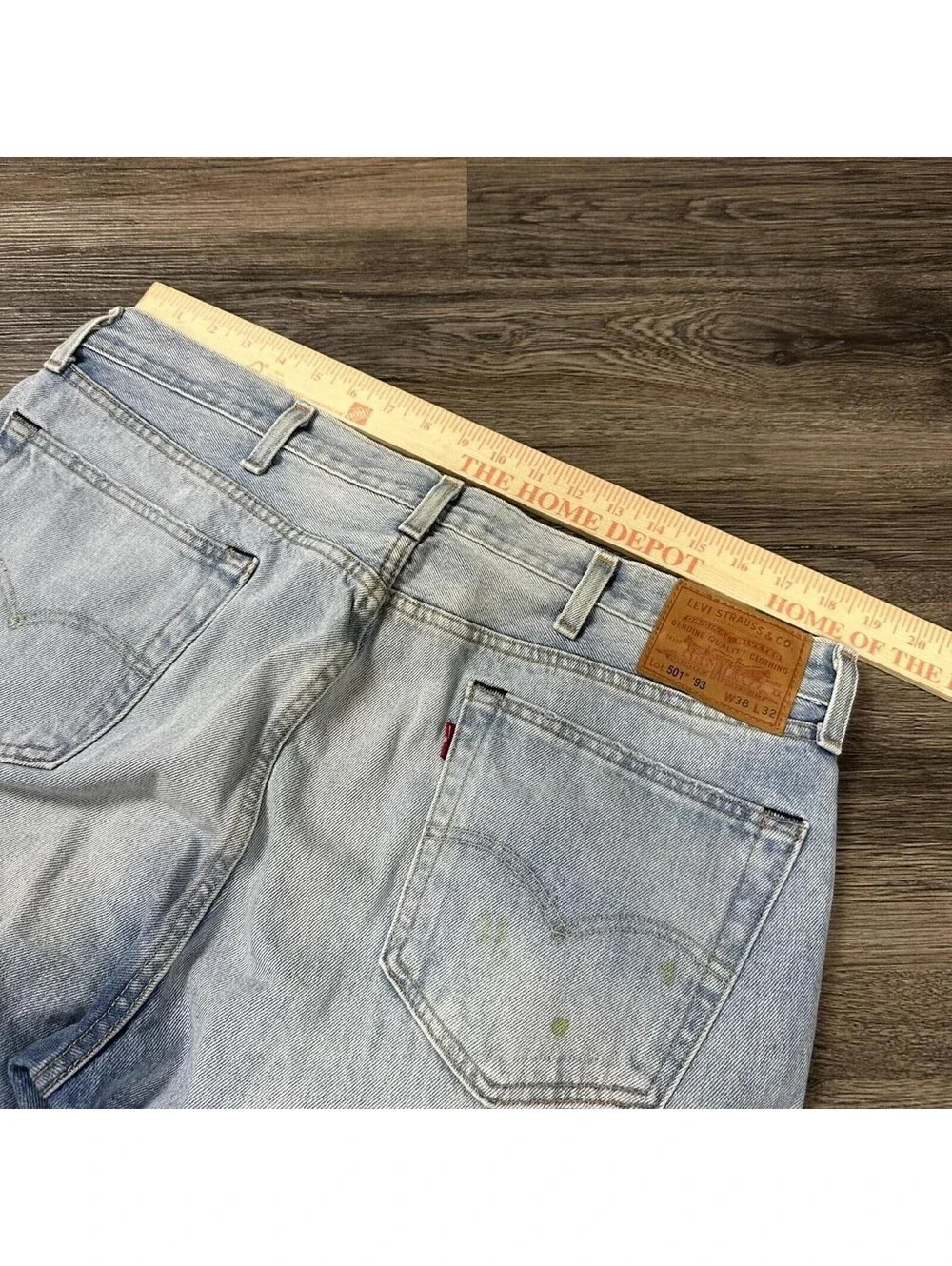 Vintage Levi’s 501 93’ throwback paint distressed straight fit loose jeans 38x32